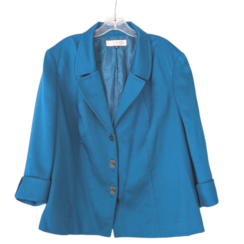 Tahari Teal Textured Spring Blazer Sz.18W